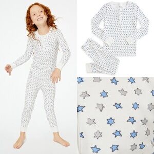 Roller Rabbit Kids Unisex White and Blue Starry Kids Pajama Set Size 8 Years